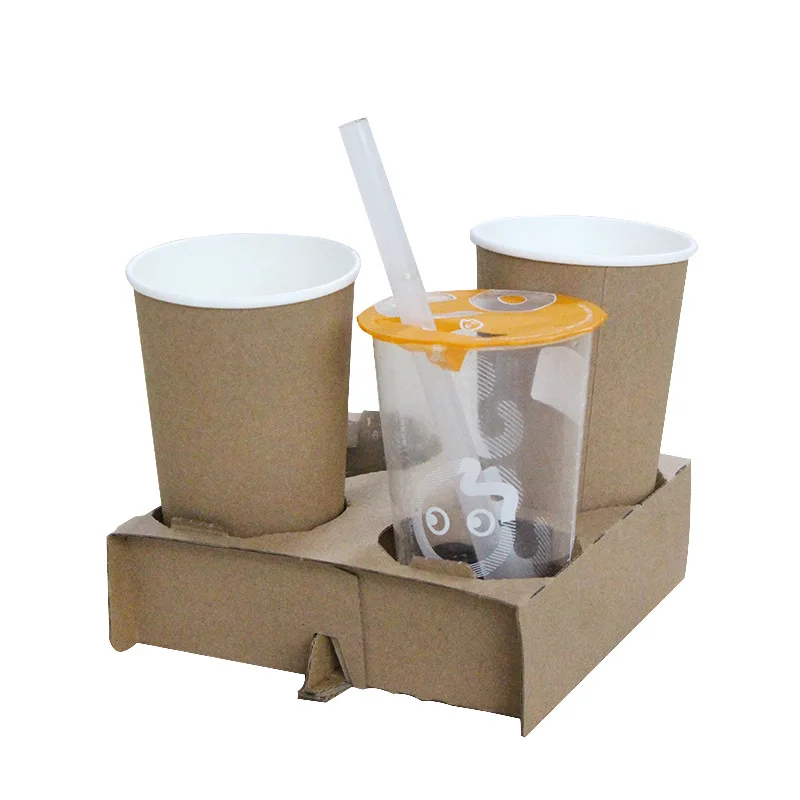 Customized Disposable Takeaway hot drink Cup Holder Coffee Paper Cup Takeout Cup Holder