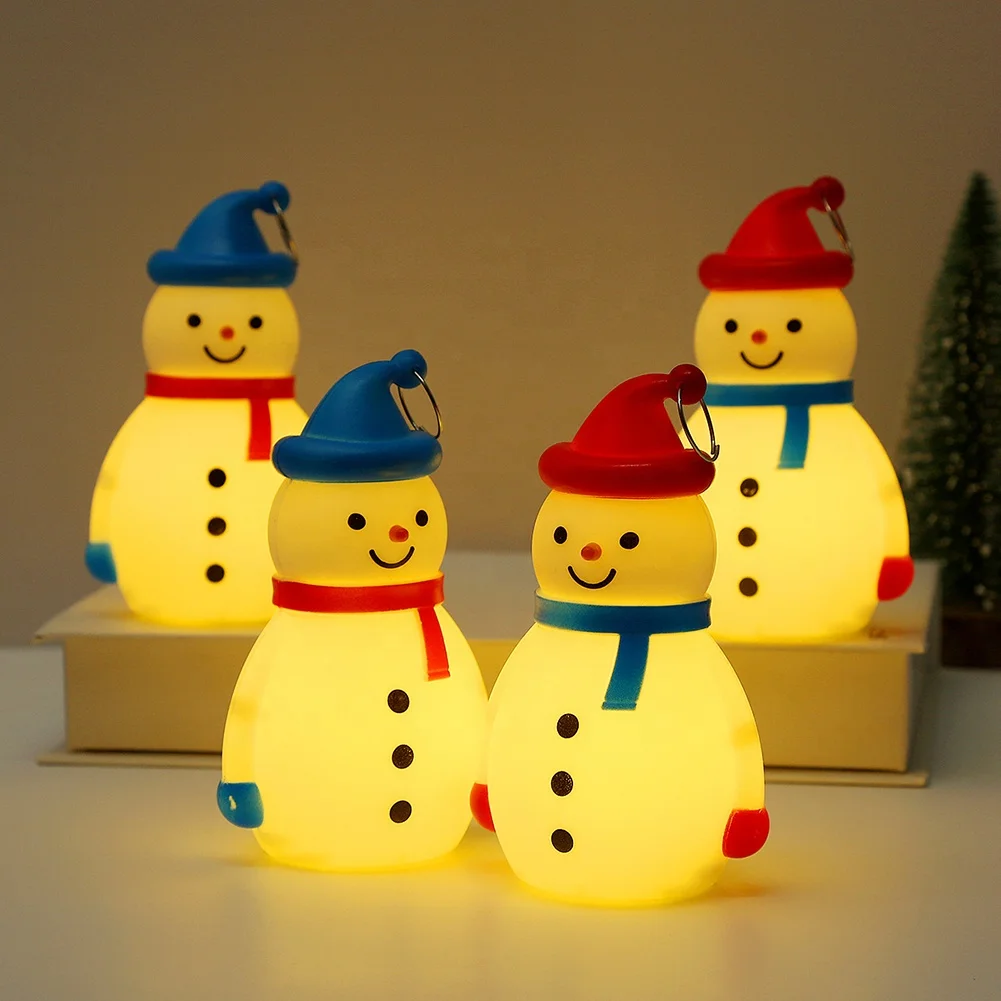 Christmas Decoration LED Light-emitting Snowman Ornaments Kids Gift Snowman Doll Night Light Pendant