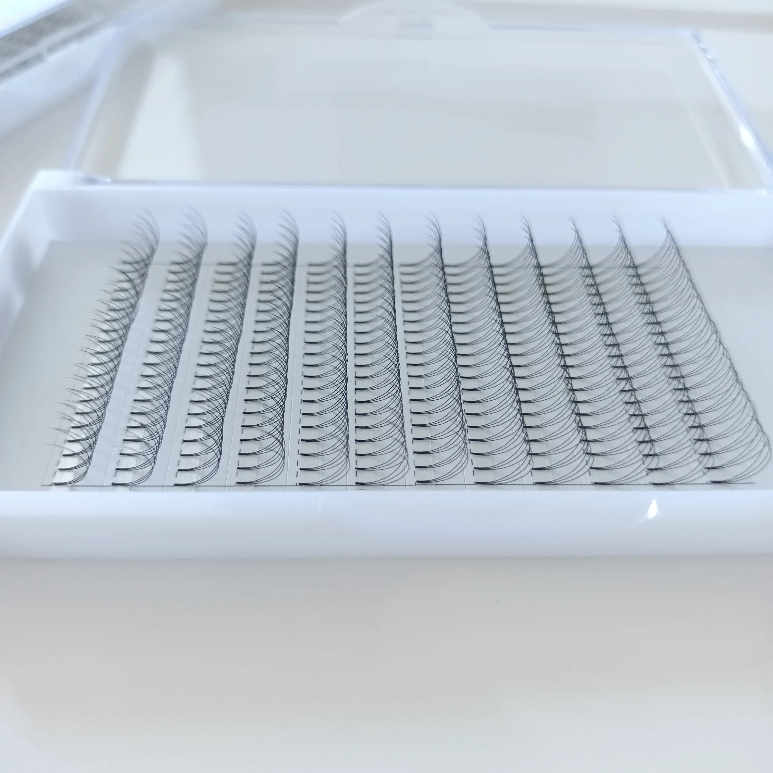 best selling products soft custom luxury faux mink false eyelashes korean pbt fiber premade 3d fans eyelashes