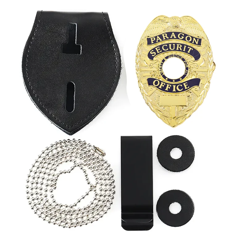 Security Badge with Leather Wallet Holder Accessories Factory Custom Metal Sports Wooden Box Pin Souvenir