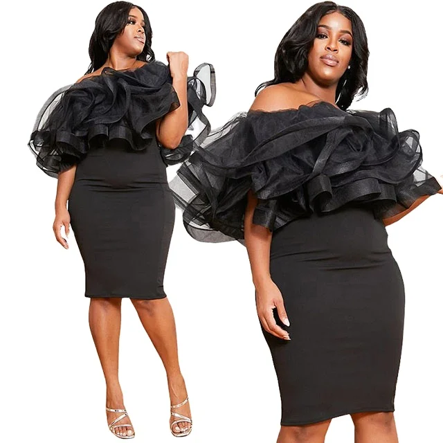 Fat Lady Party Luxurious Womens Women Sexy Fashion Event Woman Wedding Black Summer Maxi Dress Evening Dresses Lace