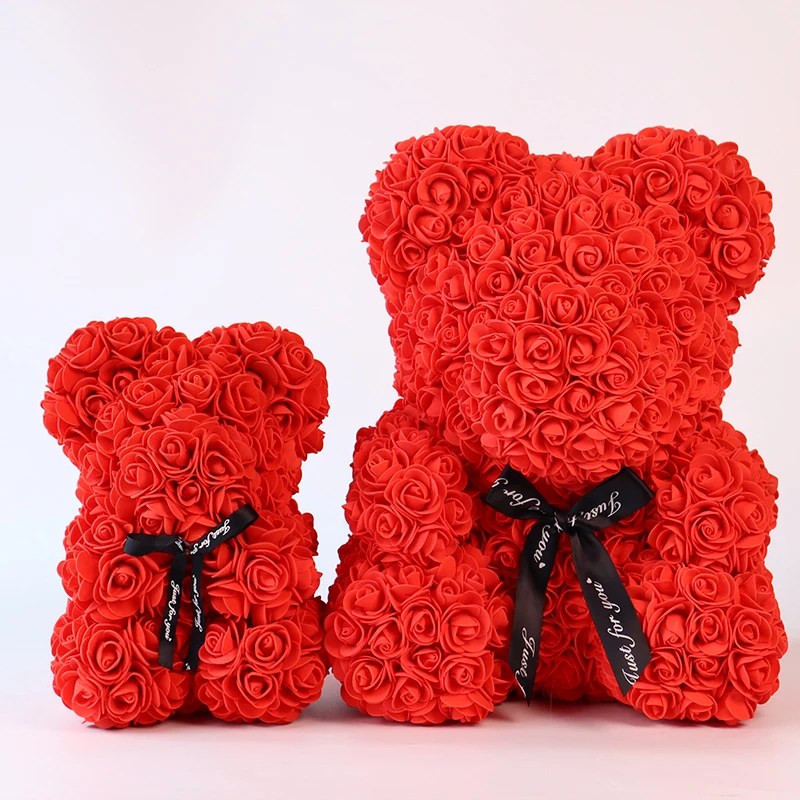 LED Rose Artificial 25/40Cm Pe Foam Bear Flower Rose Teddy Bear With Gift Box For Mothers Day Valentines Day Gift 2024 Rose Bear