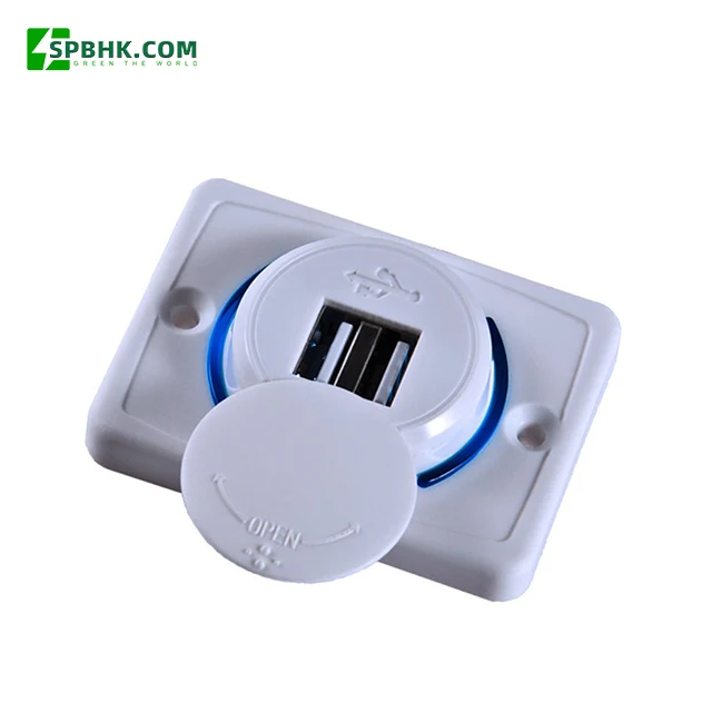 DC 12V Flat Surface Panel Mount Dual Socket 3.1A Car Seat USB Bus RV Accessory Boat Fast Charger 12-24V