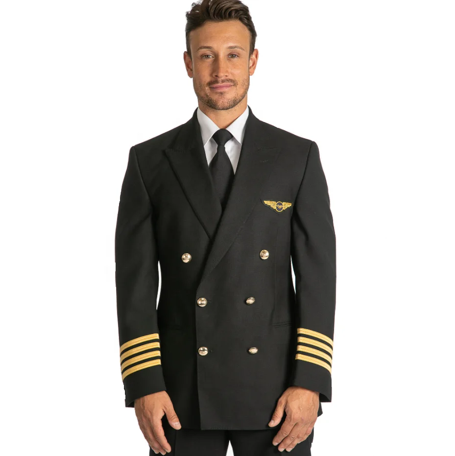 2021 classical design custom double breasted man black flight suit uniform pilot jacket