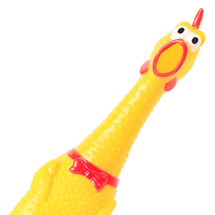 Wholesale Yellow Rubber Screaming Chicken 40cm Durable Bite Resistant Squeaky Toy Dog