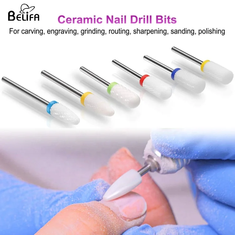 High quality manicure pedicure polishing grinding head professional cuticle rotary electric file ceramic nail drill bits holder