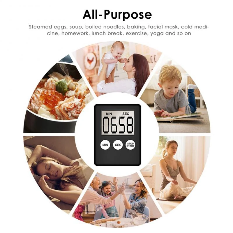 KH-TM023 Safe Plastic Portable Small Mini Electronic Countdown Magnetic Digital Kitchen Timer for Promotion
