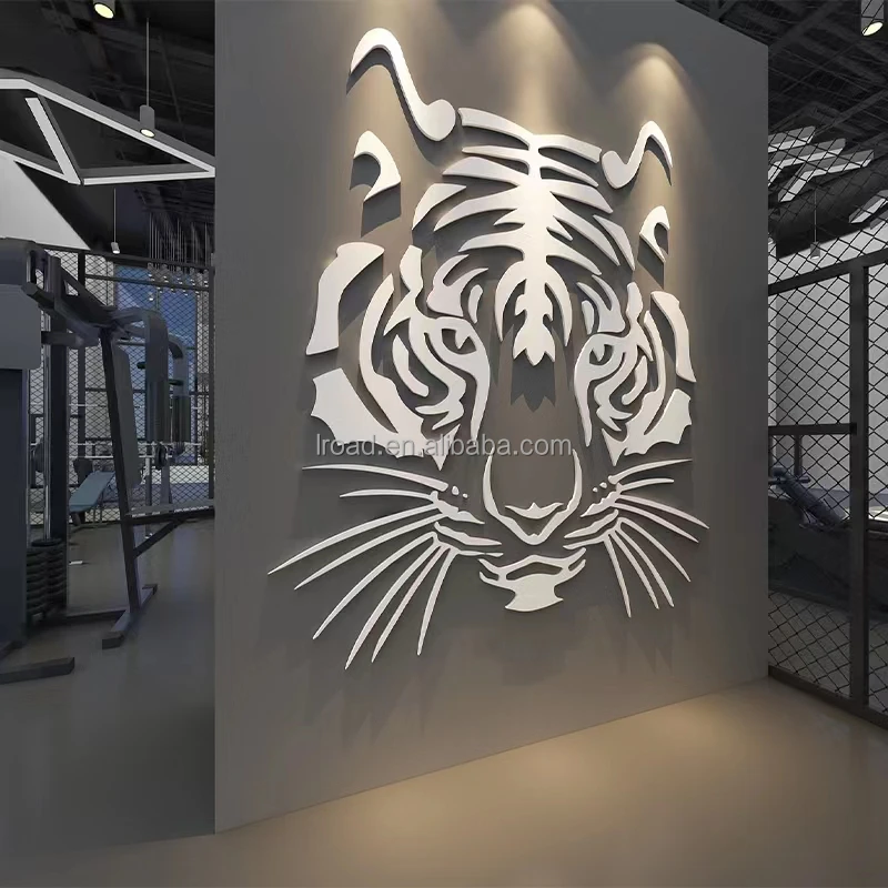 Tiger sticker 3D three-dimensional entrance porch wall sticker living room wall decorations gym decoration sports