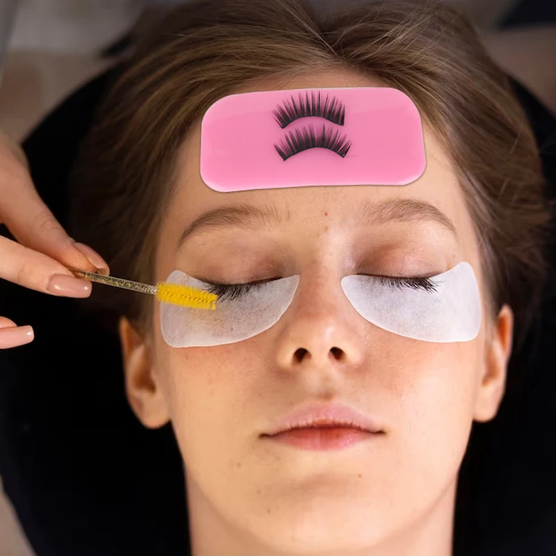 Transparent Pink Reusable Eyelash Extensions Tools Silicone False Eyelash Holder Pads for Eyelash Extensions Loose Lash