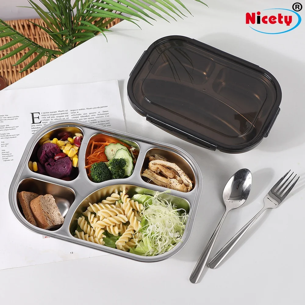 Nicety Stainless Steel Dinner Plates for Kids with Mess Food Sectioned Tray