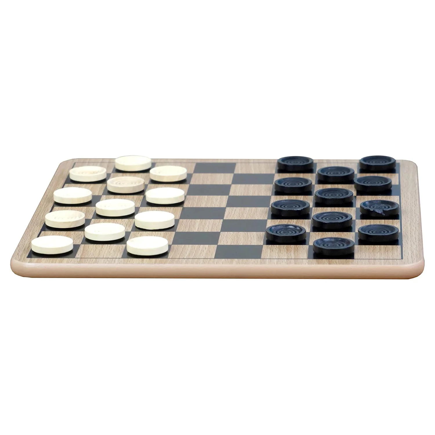 Wooden Checkers and 32 Standard Chess Pieces Reversible Wooden Board for Chess