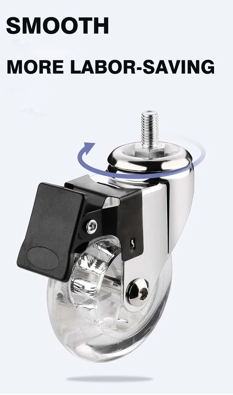 75mm PU Furniture Display Rack Cabinet Transparent Caster