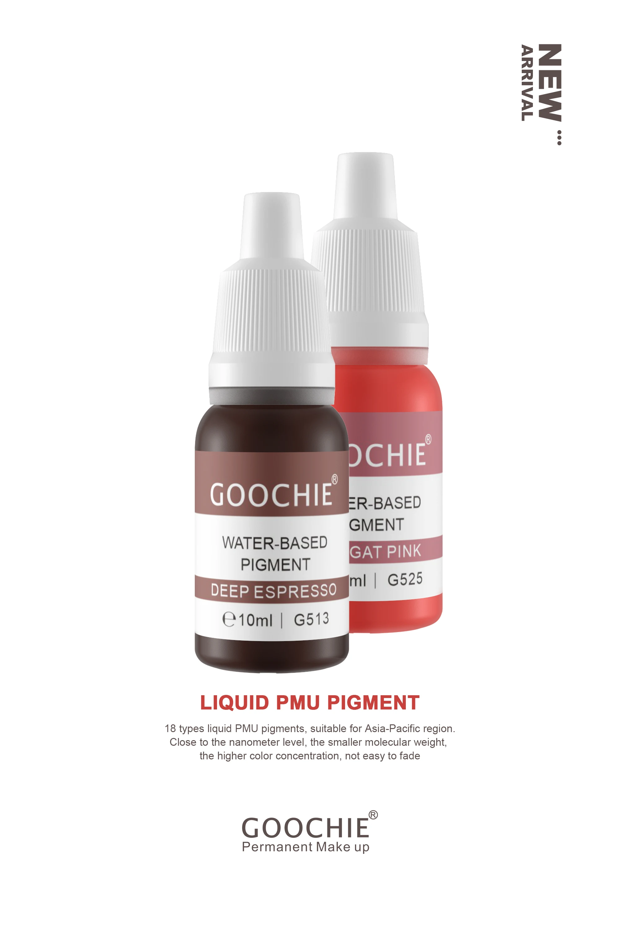 Goochie Water Based Microblading Pigment  Liquid Tattoo Ink Black Coffee Brown Permanent Makeup Pigment