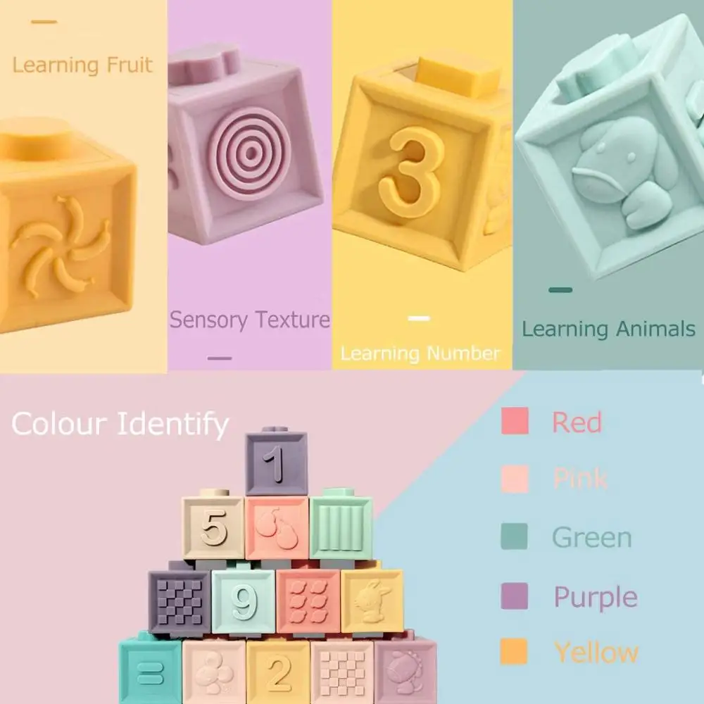 Детские игрушки мягкие строительные блоки 3D сенсорные ручные шарики детский массажный резиновый зуб сжимаемая сенсорная игрушка Монтессори для ванны подарок