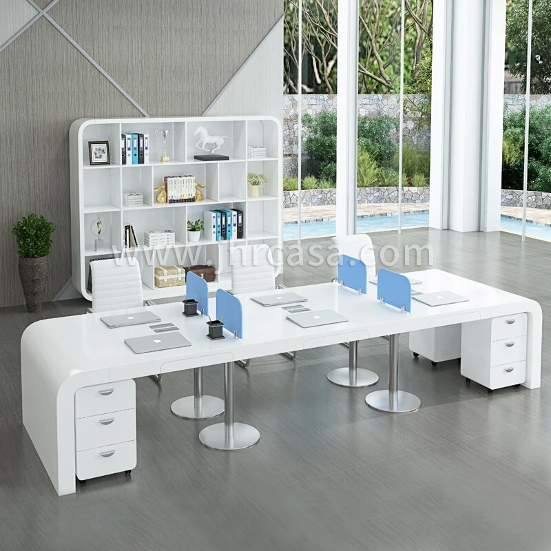 Luxury Modern Commercial Office Cubicle Modular White Call Center Workstation Staff Table 6 Seater