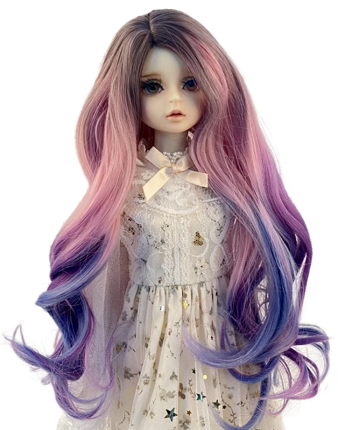 Pop Star Black Pink Purple Three Color Gradient Large Curly Long Hair Doll For Girls Toy Accessories