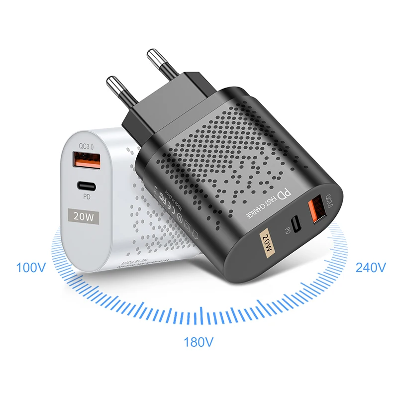  Адаптер USB C с вилкой Стандарта США и ЕС для быстрого мобильного телефона Iphone Android дорожное Сетевое зарядное устройство Micro Qc 3