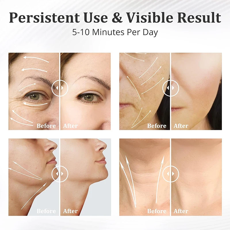 Smart Handheld 3 in 1 Face Lifting Instrument with 9 Gear 3 Color Modes Anti Wrinkles Neck Massager Device