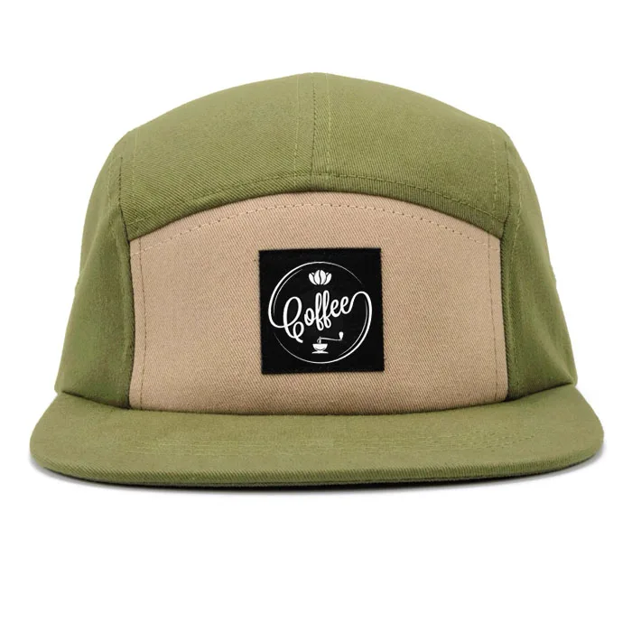 Customized 5 Panel Camp Hat Flat Bill Camping Hat Men & Women 5 Panel Baseball Cap Cotton Flat Brim Camp Cap