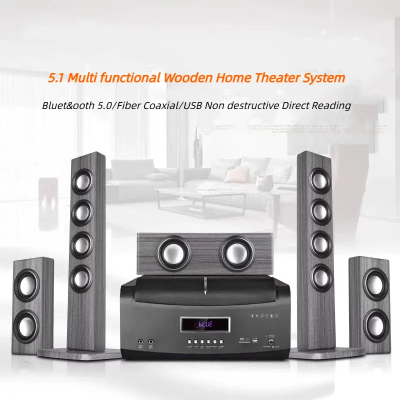 High quality 5.1 surrounded sound home theater system wooden karaoke home theatre system