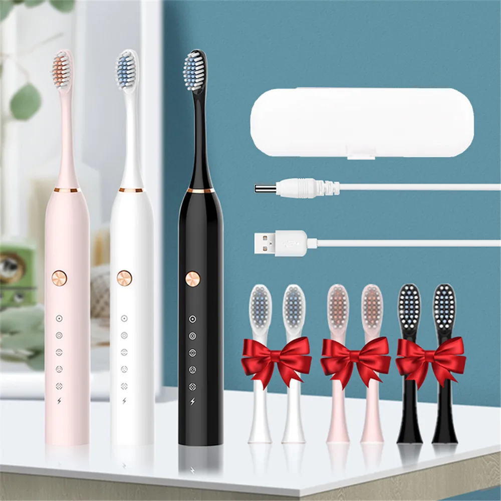 Factory Price Powerful Private Label IPX-7 Adult Automatic Electric Sonic Toothbrush with 6 Modes