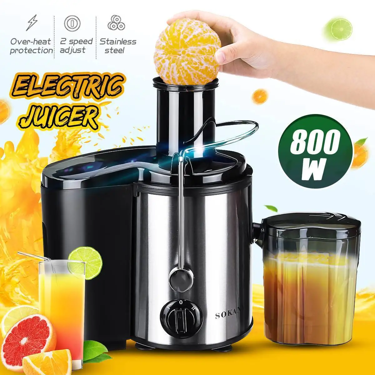 Commercial 400W juicers powerful Big feeding Mouth  juicer extractor machine cold press Slow Juicer