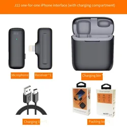J11 Wireless Lavalier Microphone Noise Reduction Outdoor Live Radio Wireless Microphone for iPhone/iPad Type-C Android