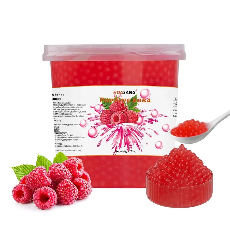 3kg instant raspberry flavor bursting popping boba fruit juice balls pop pearl for milk bubble tea ingredients factory