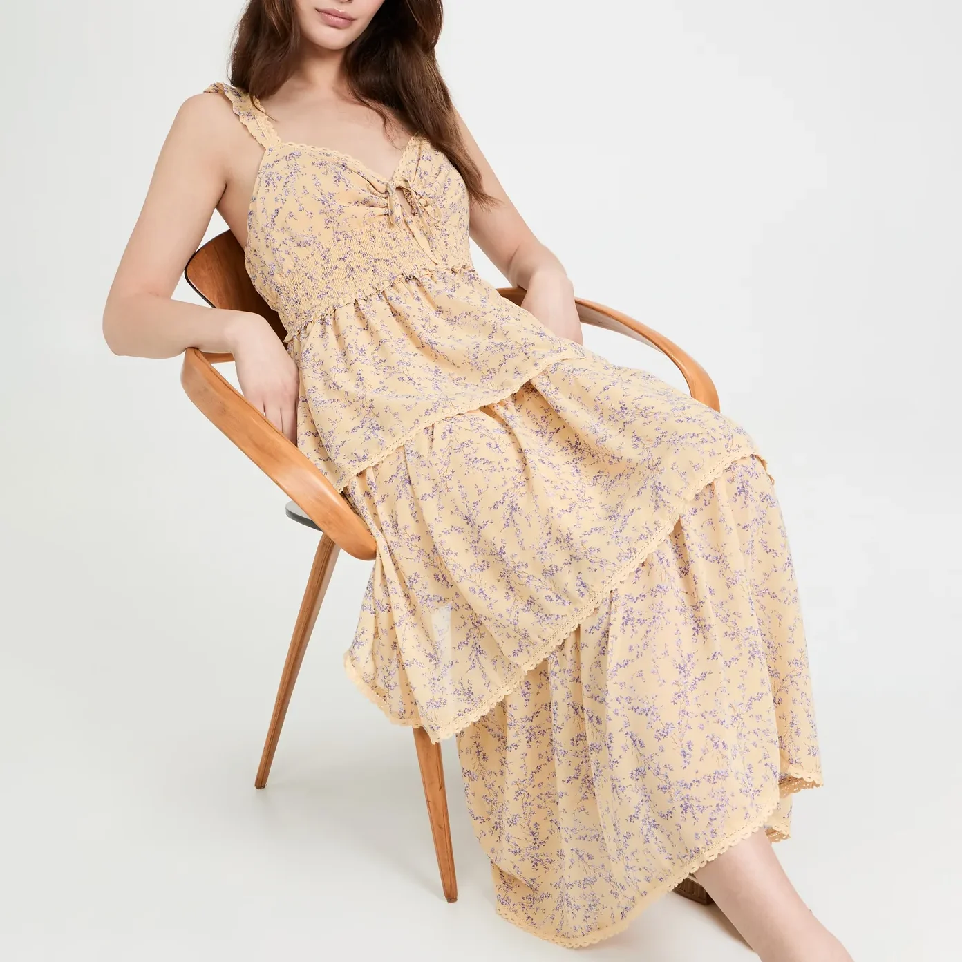 Garment Manufacturers Custom Girls Casual Dresses Floral Designer Clothes Print Dress