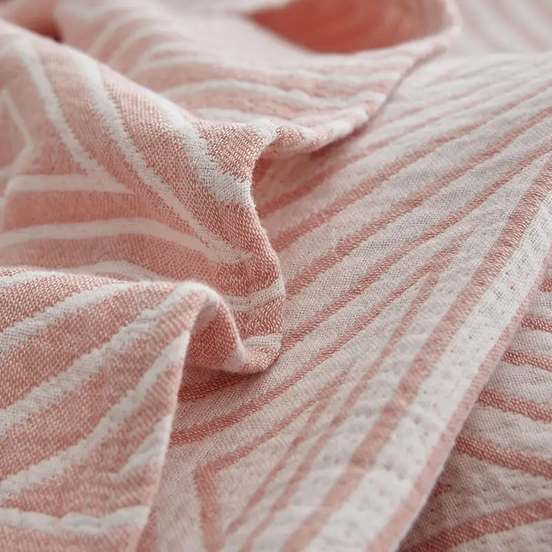 Cozy Soft Multilayer Gauze Blanket 100% Cotton Yarn Dyed Thin Quilt Summer Woolen blanket