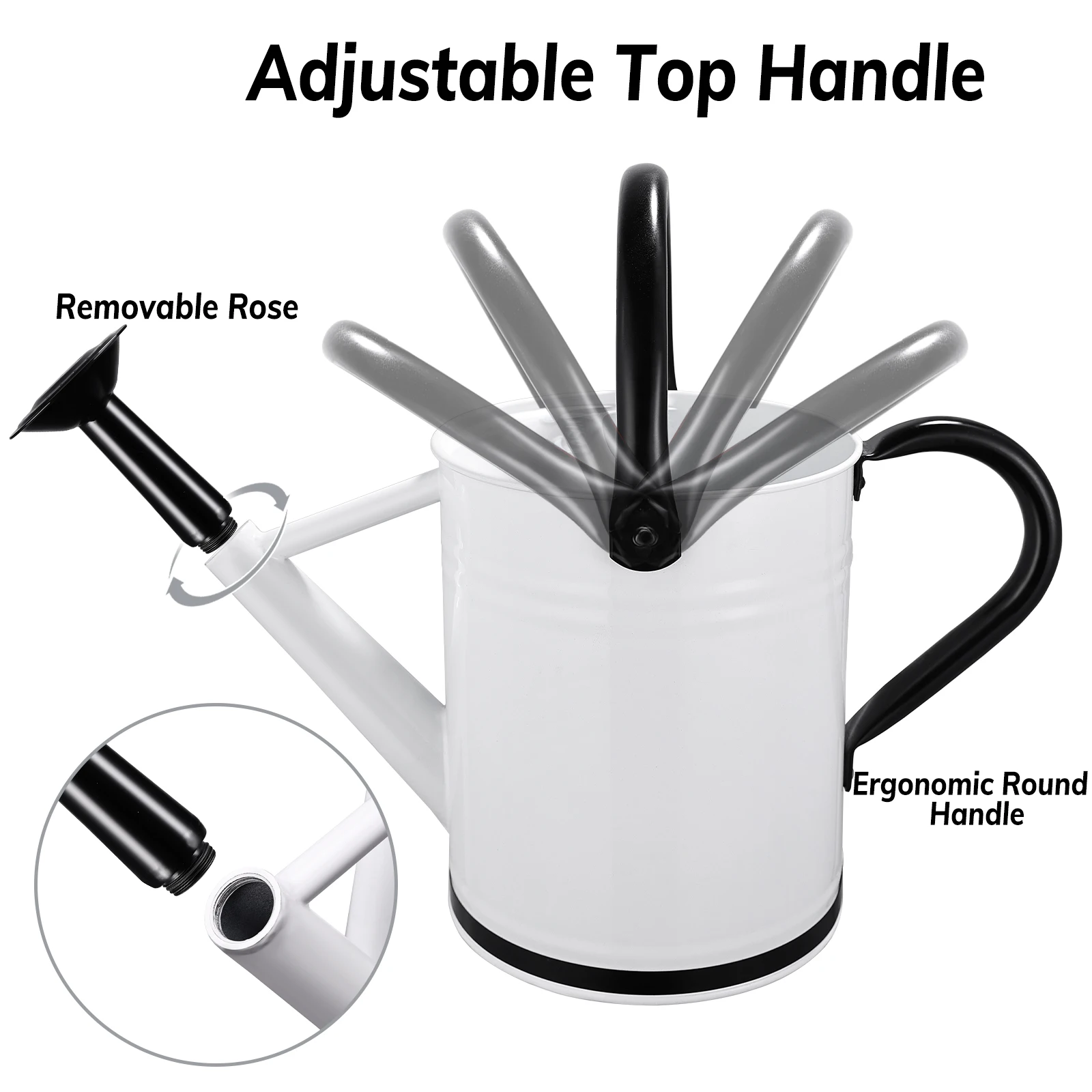 Cesun 1 Gallon Galvanized Zinc Metal Watering Can for Outdoor Black White