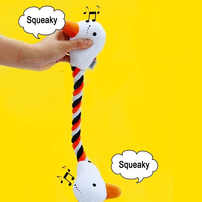 2023 New Stuffed Squeaky Duck Durable Fillable Dog Chew Toy Soft Plush Interactive Dog Rope Tug Toys For Aggressive Chewers
