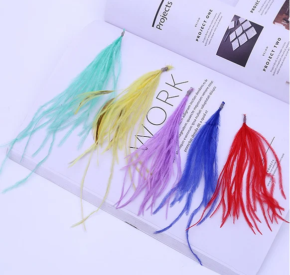 High Quality Delicate Luxury Black Long Drop Earring ostrich craft Ostrich Feather Earrings