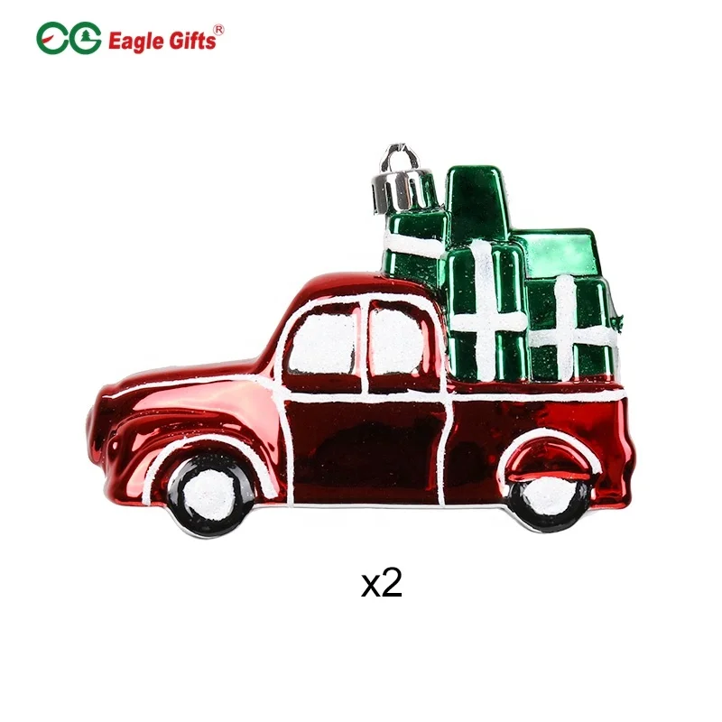Eaglegifts Customization Design printed 10 cm irregular Glass car bus Christmas Car Ornaments