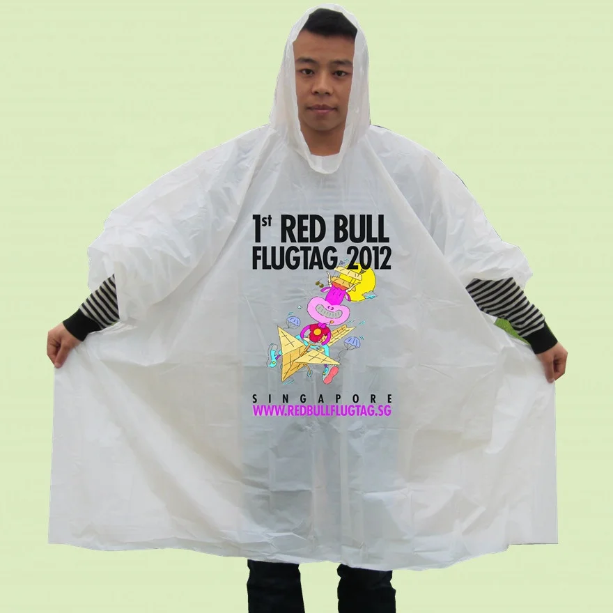 Promotional disposable biodegradable rain  poncho raincoat