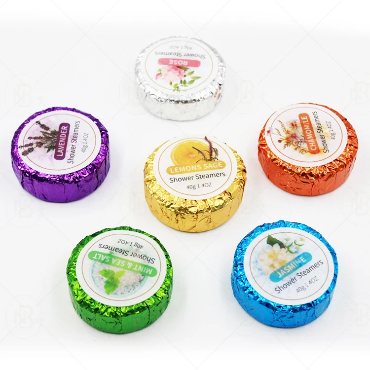 Custom Wholesale Good Grade 100% Organic Essential Oil Scented Shower Steamer Packaging 12 Tablets