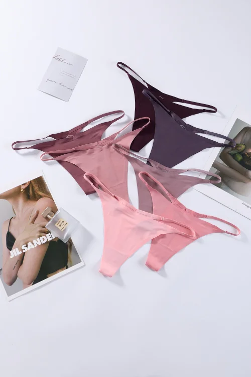 delicate waist cotton crotch Low Waist Large size Traceless one-piece Seamless Sports thin belt ice silk thong panties for women