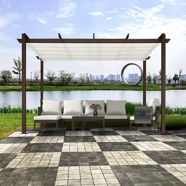 Outdoor Pergola Backyard Gazebo Canopy with Retractable Roof and Sturdy Build Cover Steel Frame Classic Pergola Gazebo