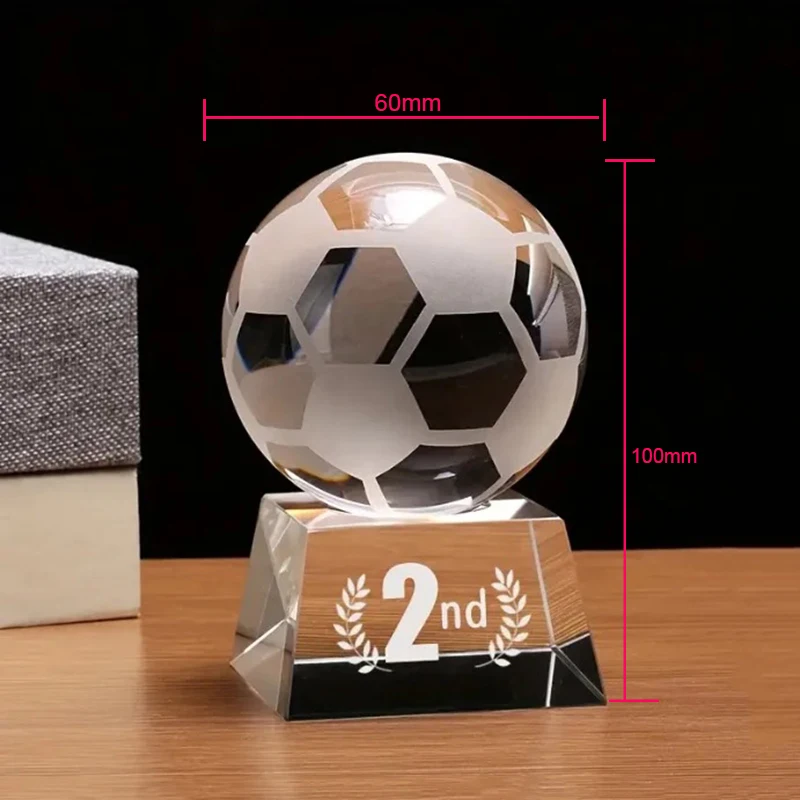 Wholesale Cheap School Sports Game Souvenirs Crystal Football Basketball Cricket Rugby Set Glass Trophy Award Custom