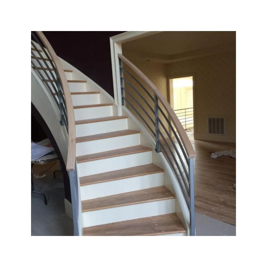 Prima curved Steel Stair Center Beam Straight Staircase Cable Railing Stringer with Wooden Step Design classicstair
