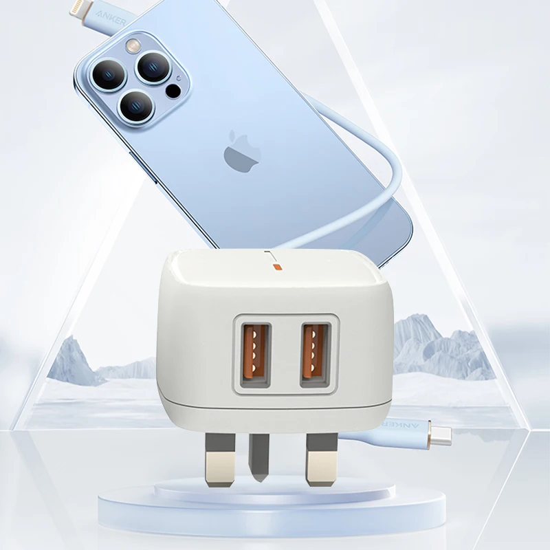 UK EU Plug 5V 2.4A Mobile Phone USB C Travel Fast Charger Wall Power Adapter For Iphone Dual Socket Ports Adapter Charger Head