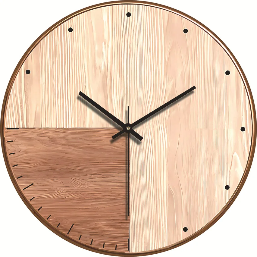Modern Wooden Wall Clock Customizable Natural Wood with Circular Shape Single Face for Home Decor