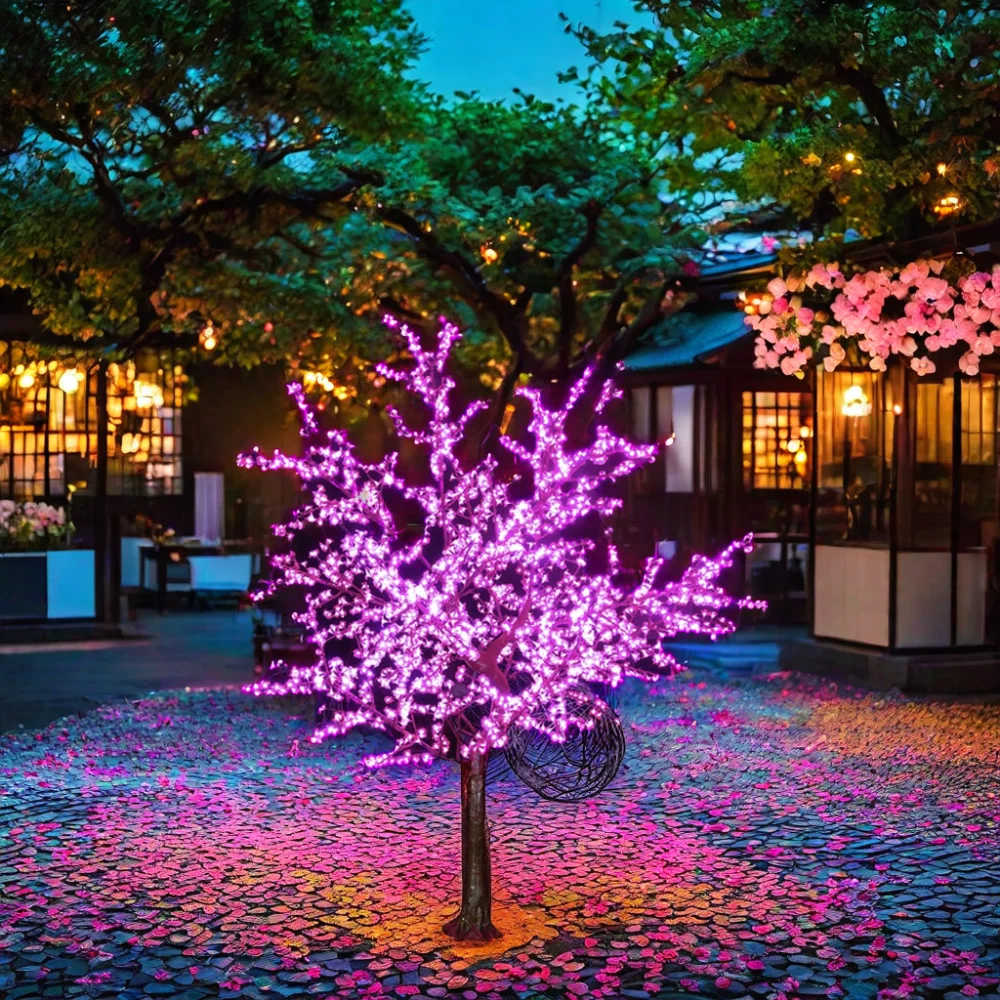 Waterproof LED Outdoor Japanese Cherry Blossom Tree 5m Height Artificial Metal Trunk Holiday Lighting Wedding Decorate 10mm