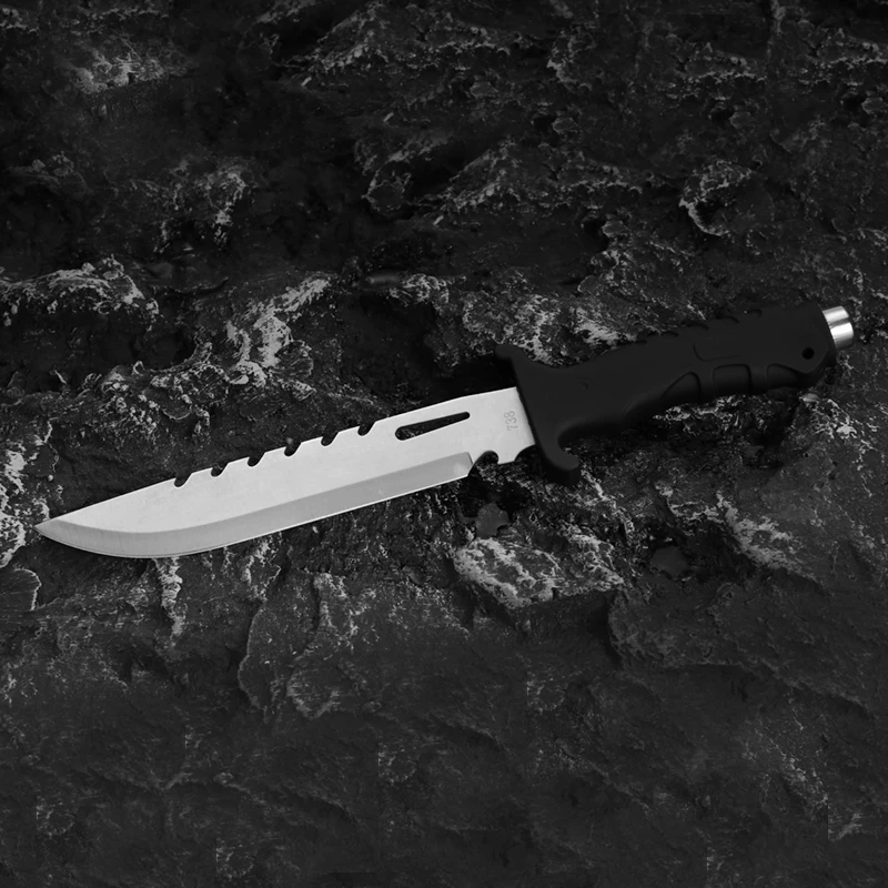 ODM Acceptable Survival Camping Hunting Knife Stainless Steel Fixed Blade with Sheath Black