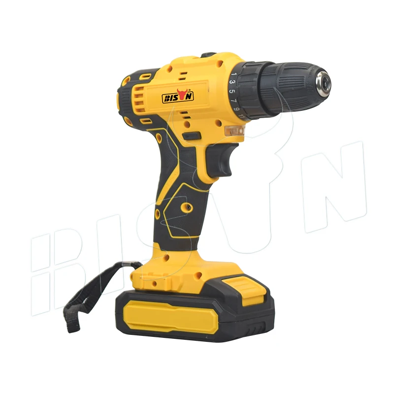 Bison 110V 220V 50HZ Black Red Mini Drilling Machine Cordless Power Drill With Led Light