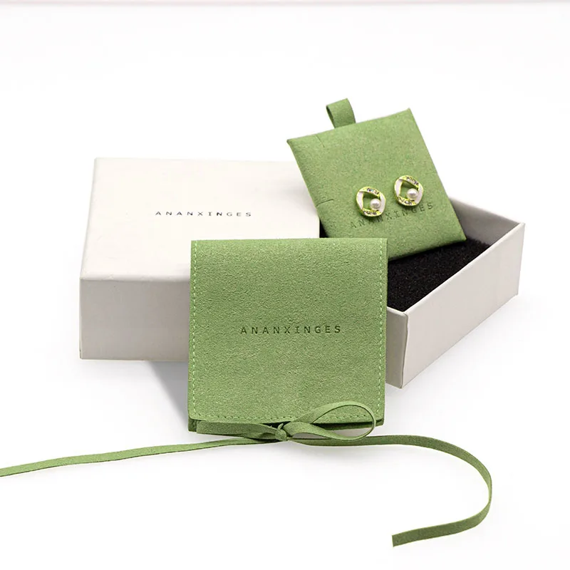 Custom Logo Printing Mcicrofiber Envelope Pouch For Necklace Earring High End Dust Microfiber Jewelry Pouch with bow string