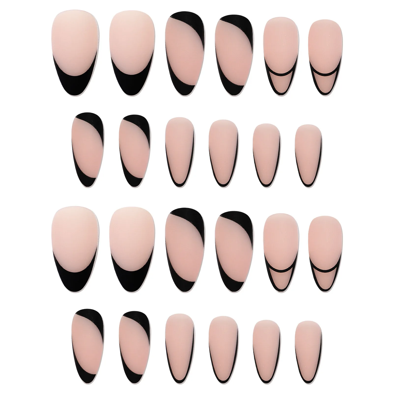 Wholesale Price French Style Black Line Wearing Artificial Nails Press On False Nail Tips