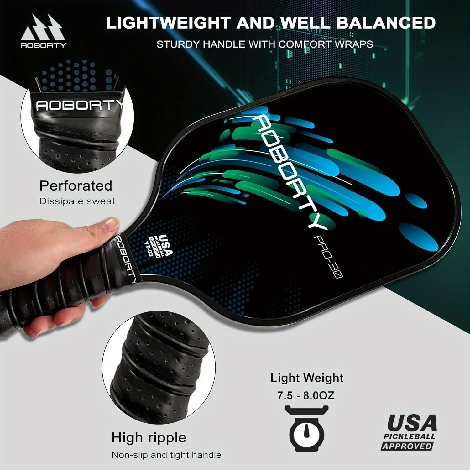 The USAPA Original Paddle Is Compatible with a 16mm Surface Foam Wall T700 Fabric Texture Pick Paddle