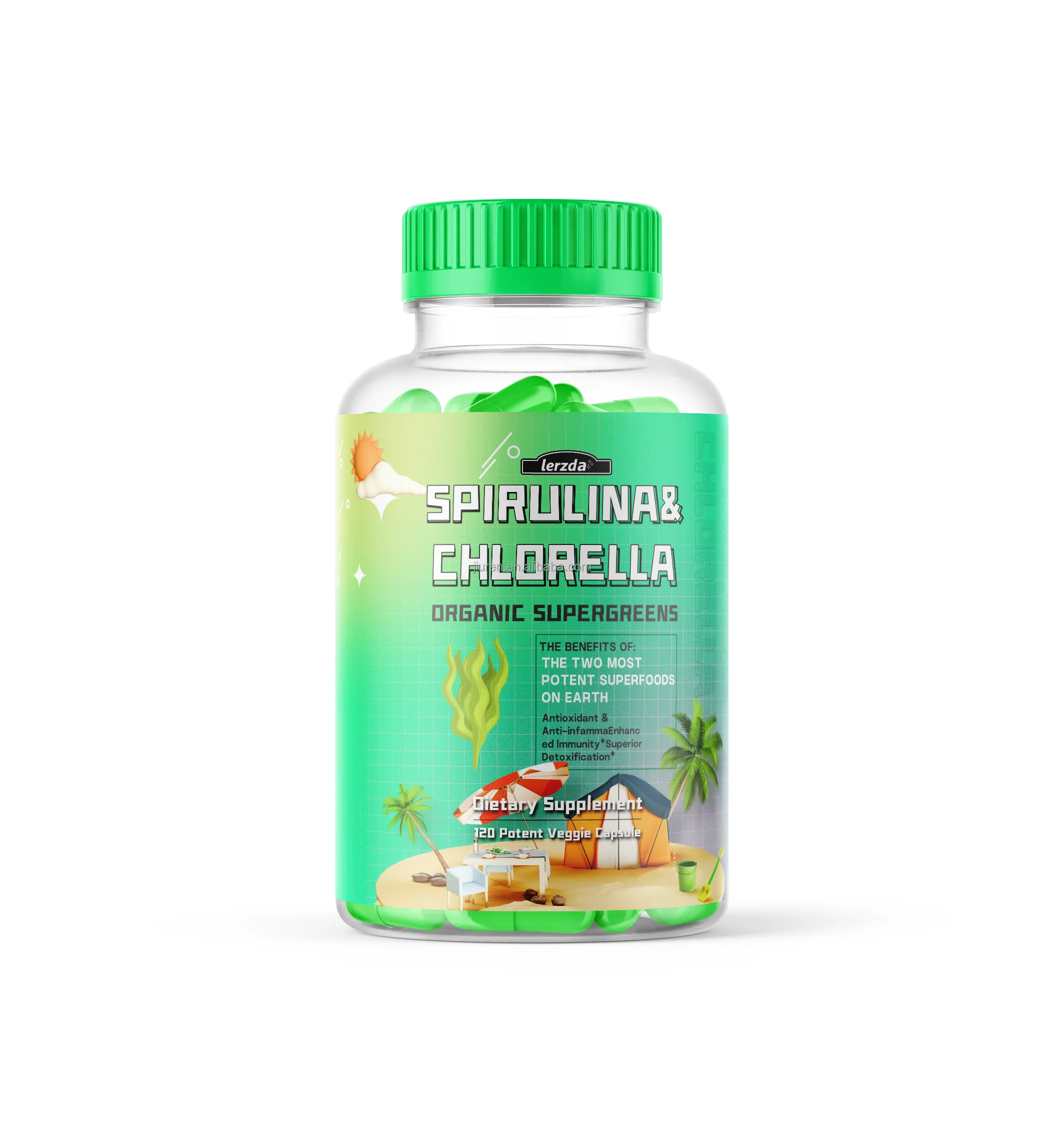 Supplement Vitamins Organic Spirulina Chlorella Capsules Support Heart Cells And Energy Capsules