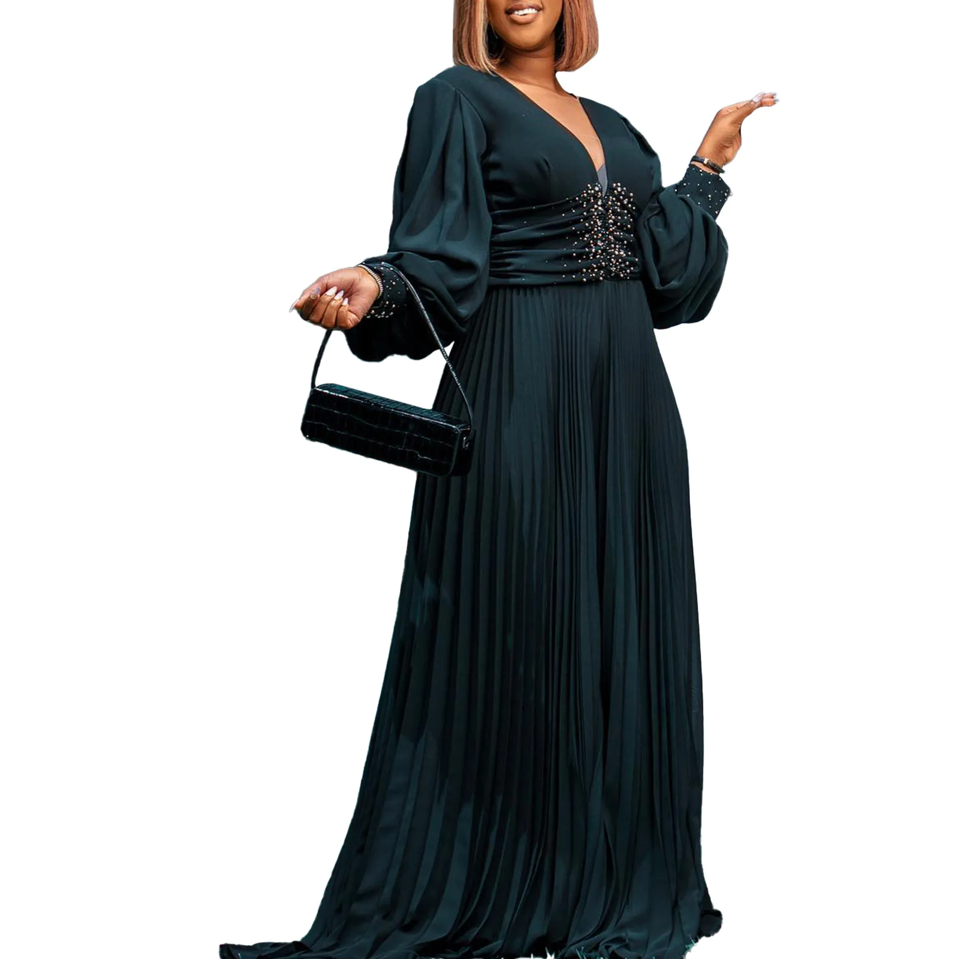 Club party new arrivals plus size women clothing elegant loose wide leg jumpsuit beading elegant white pleated jumpsuit